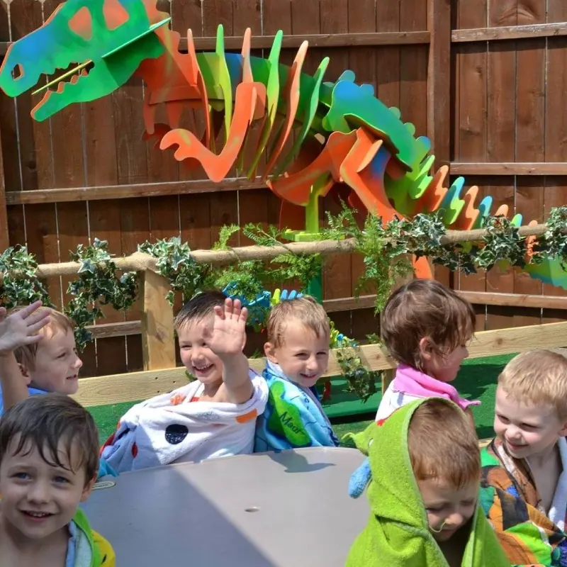 Kids at daycare in Portage Park during outdoor play